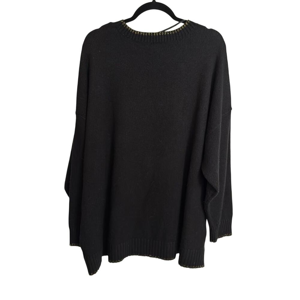 Torrid Sweater Womens 3X Black "Are We Merry Yet?" Holiday Christmas Gold Lurex - Picture 2 of 5
